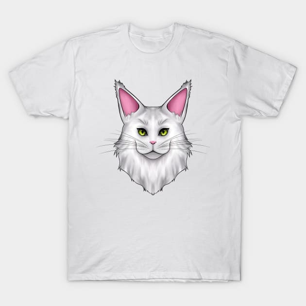 White Mainecoon Cat T-Shirt by Cat Club